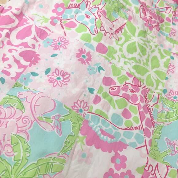 Lilly Pulitzer Girls 7 Years Giraffe Patchwork Green Pink Halter Midi Dress - Picture 3 of 6